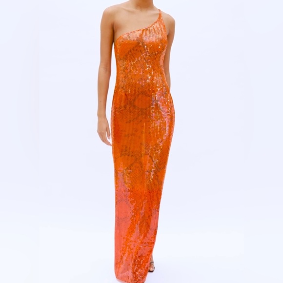 NWT Ray & Boa Fransisco Tangerine Sequin Dress - Picture 1 of 10